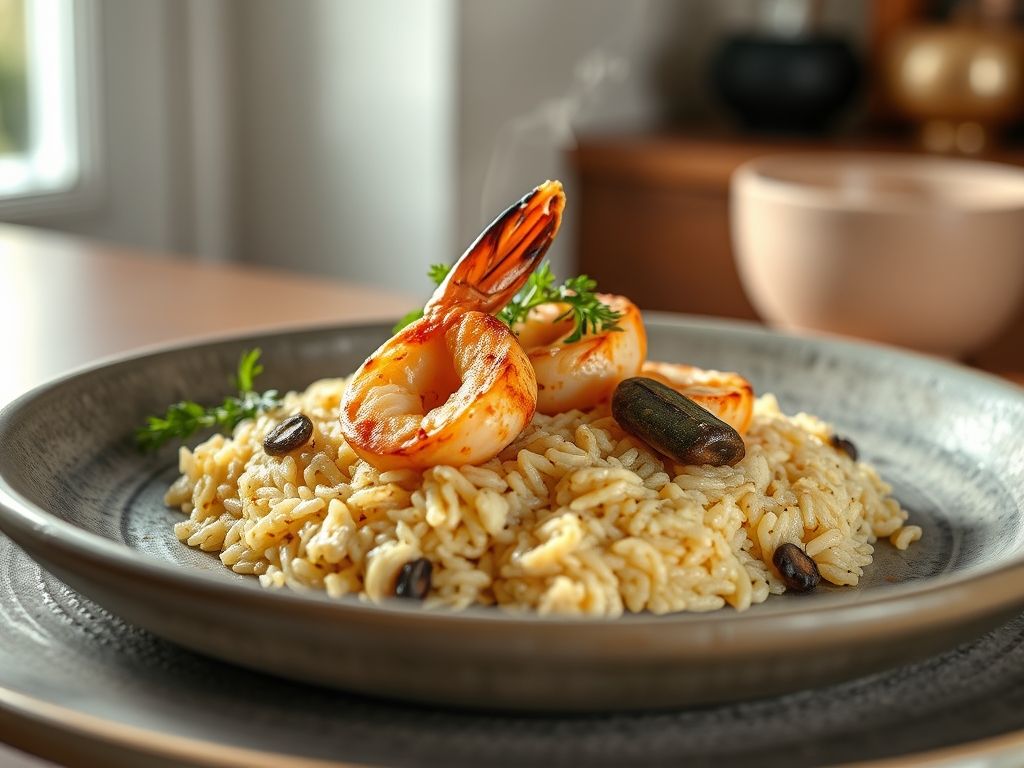 Arroz com marisco de porto isolado