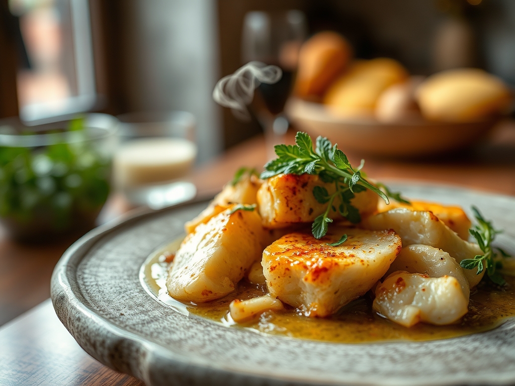 Bacalhau cozido em águas de nascente