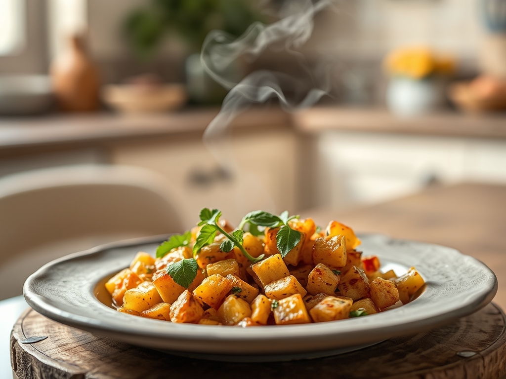 Migas de pão e ervas de ribeira