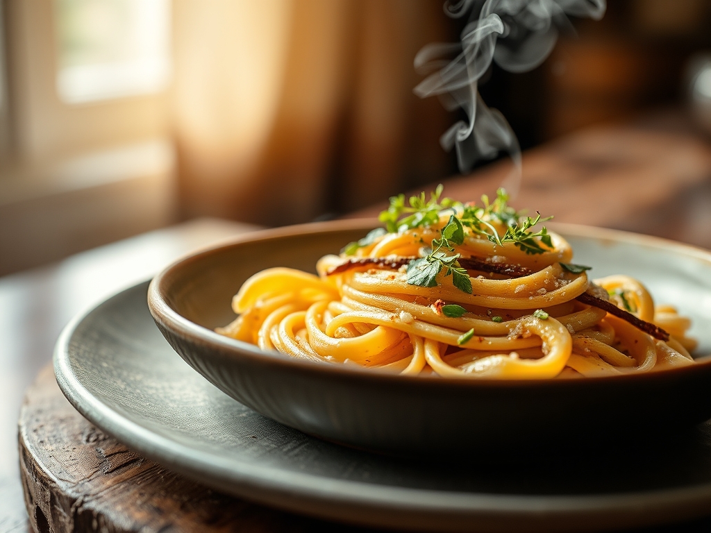 Pasta com molho de queijo de ilha forte