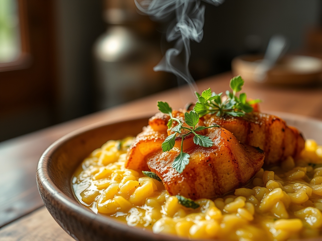 Risoto de cogumelos de pinhal isolado