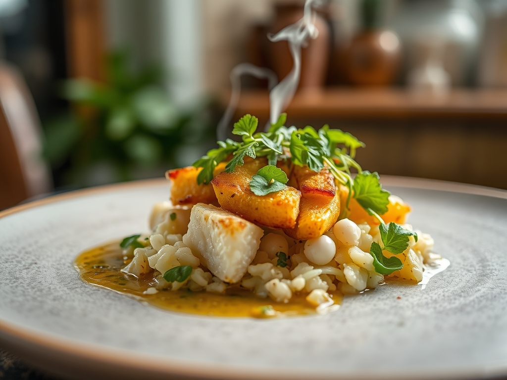 Salada de grão e bacalhau de aldeia