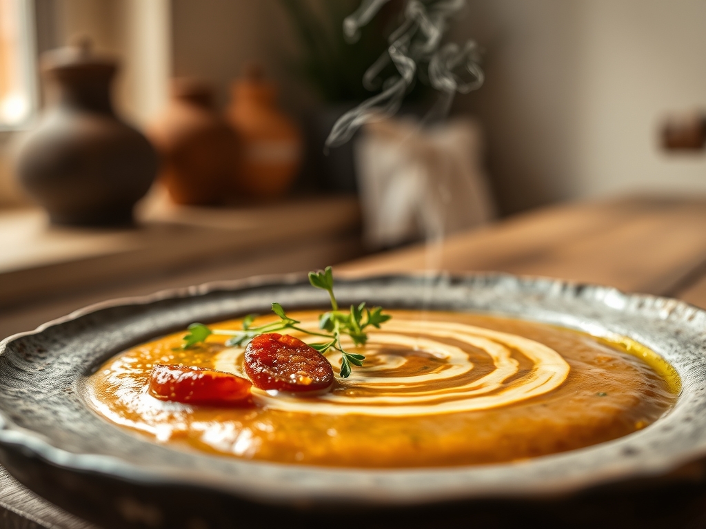 Sopa de ervilha seca com chouriço