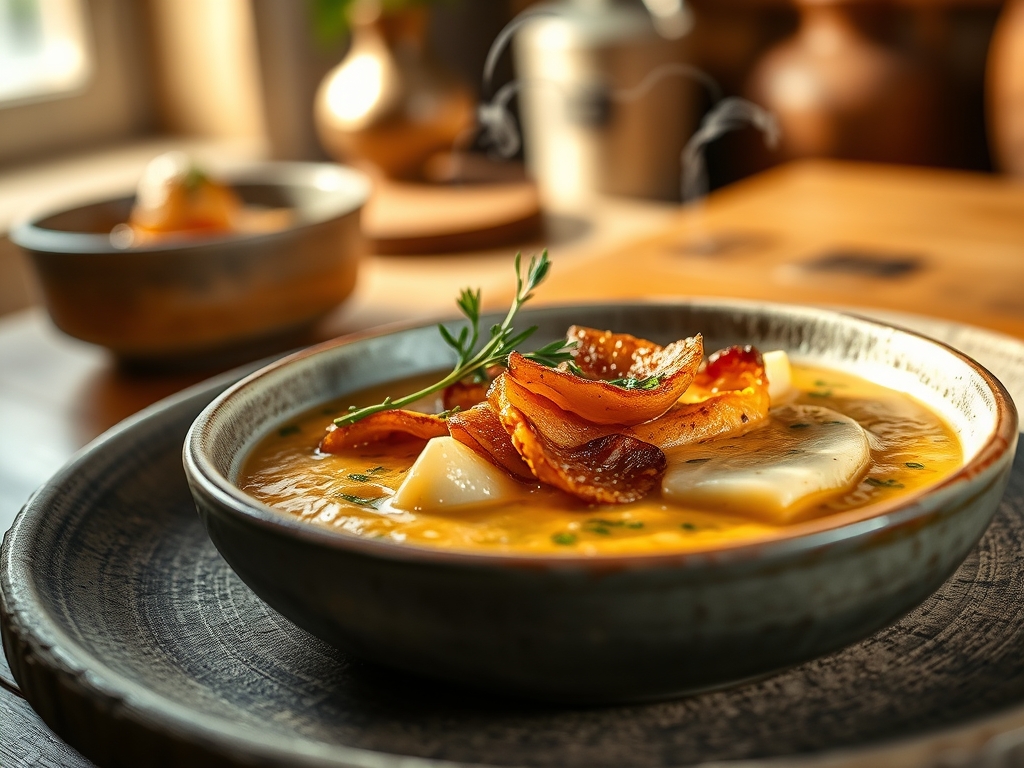 Sopa de feijão e couve de aldeia