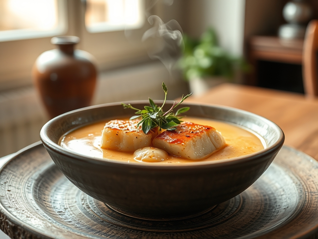 Sopa de peixe de pescador solitário
